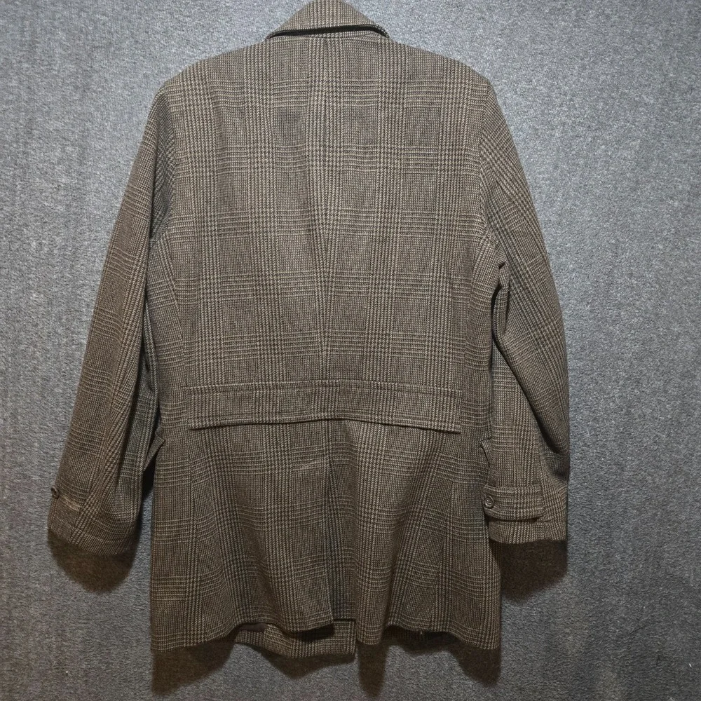 Banana Republc Overcoat Double Breasted Sz M Brown Glen Plaid Houndstooth Wool